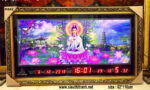 Phật quan âm, lịch vạn niên điêu khắc đèn led đổi màu – K642