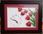Tranh thêu chữ thập-Đồng hồ hoa tulip-TCT52