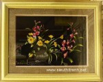 Tranh thêu tay T170-Khóm hoa cúc hoa lan