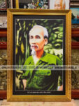Bác Hồ mặc áo lính , ảnh in dầu -vn036
