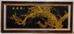 Tranh nhung mạ vàng K023-Mộc long đào hoa