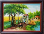 Tranh sơn dầu ,S043-Cổng làng quê xưa