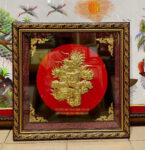 Tranh đồng – Chữ Thọ chạm rồng -A009