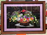 Tranh thêu giỏ hoa – F015