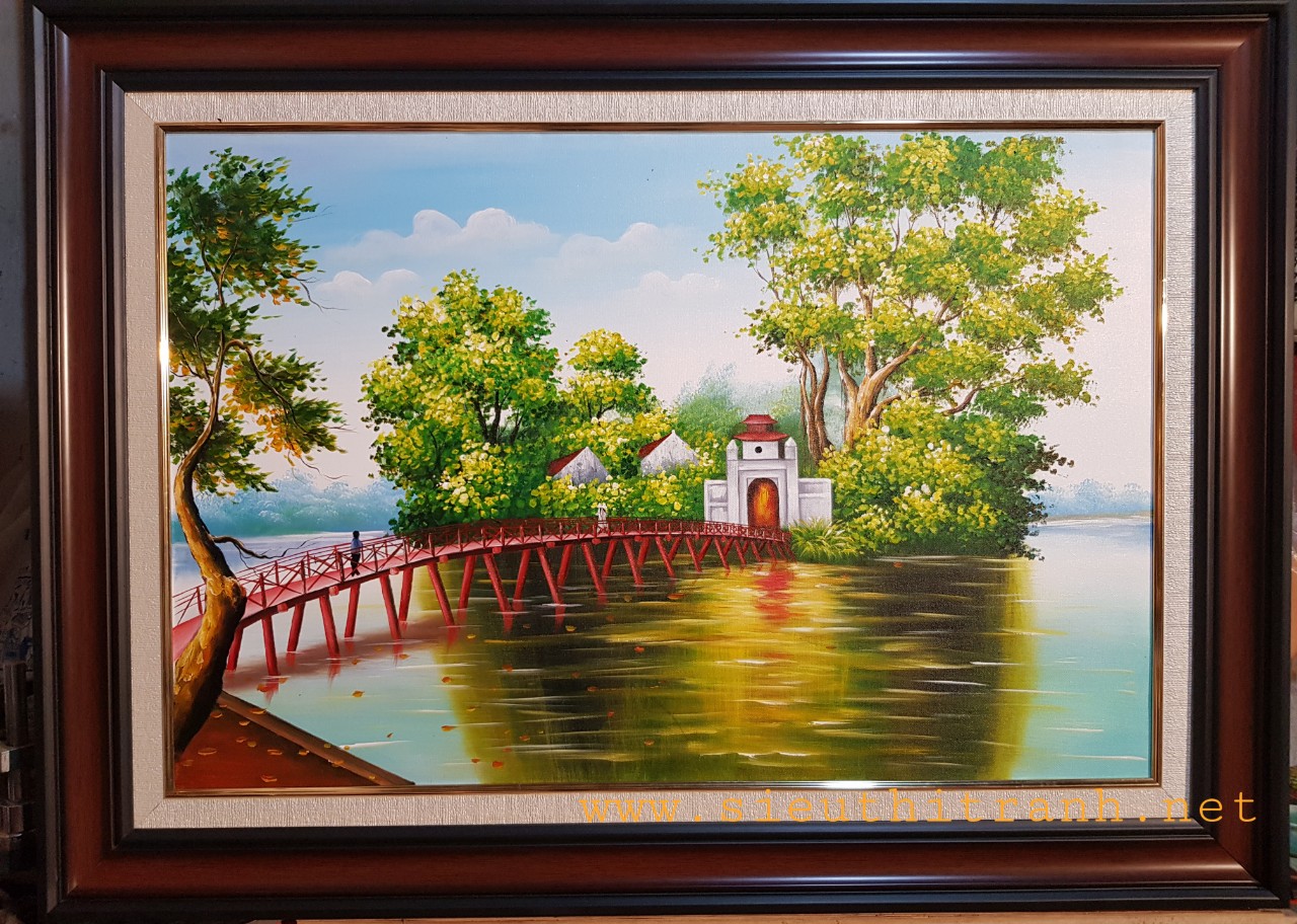 Tranh sơn dầu, Cầu Thê Húc Hồ Gươm-S189
