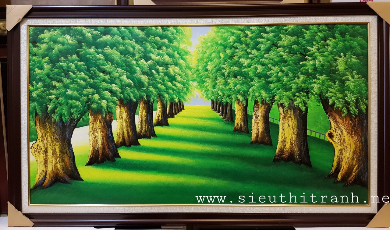 Tranh sơn dầu, Hai hàng cây xanh -S221 – Siêu Thị Tranh Đẹp